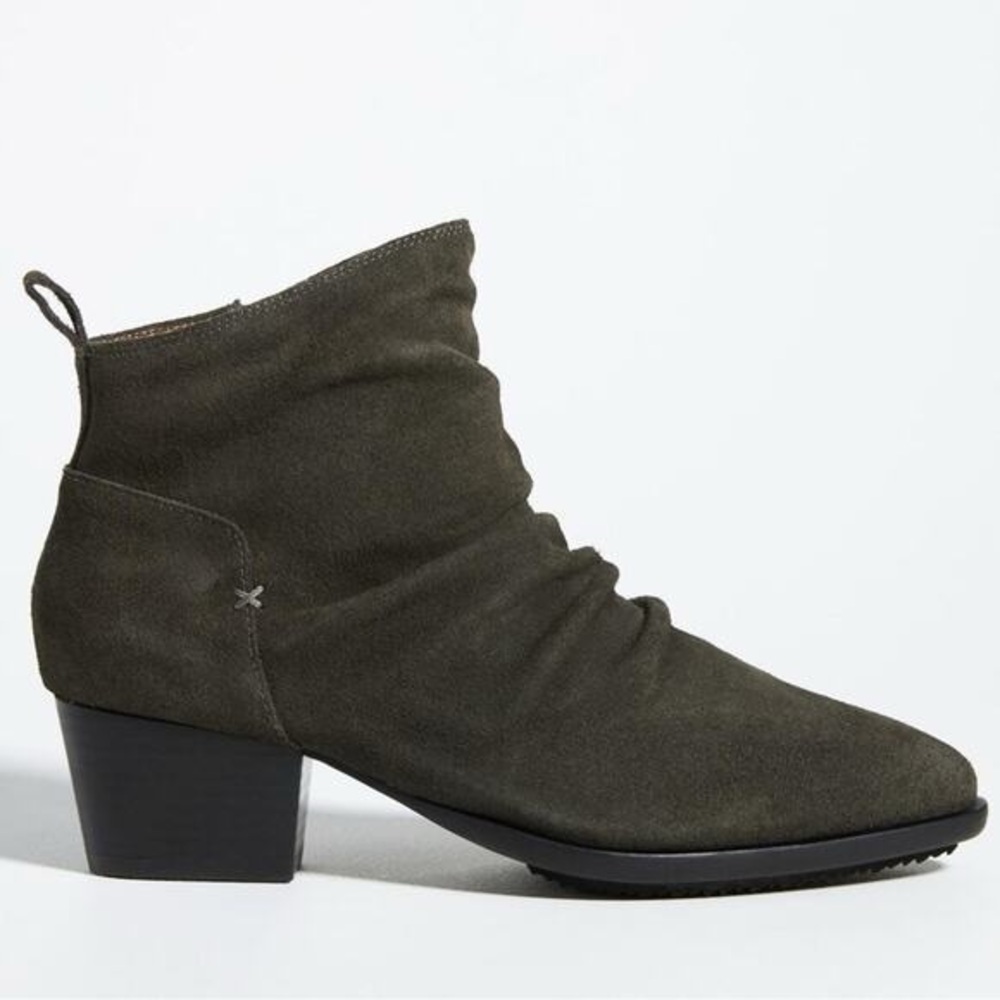New KELSI DAGGER Brooklyn Ego Suede Slouch Ankle Boot Size 7.5 Olive Green Boho